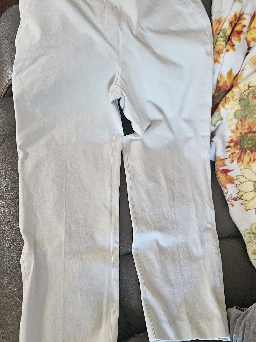SPANX White Waistband Straight-Leg Pants With Silver Technology